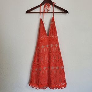 Red lace dress